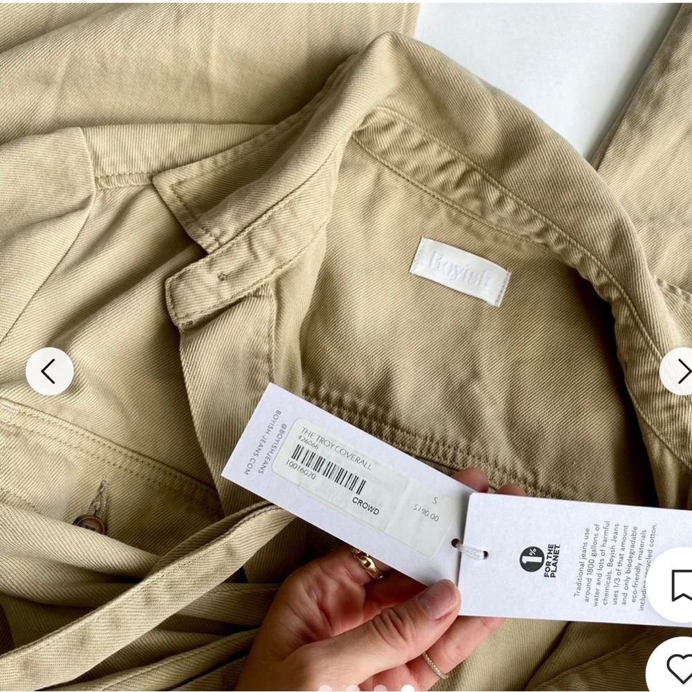 $228 NWT Boyish Anthropologie The Troy Coverall Khaki - Picture 3 of 5
